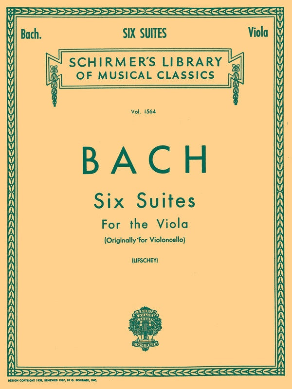 BACH: Suites for Viola (Transcribed from Cello) (Schirmer)