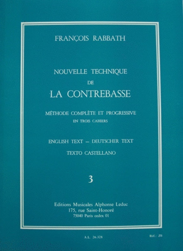 Rabbath: New Technique for the Double Bass Book 3 (Leduc)