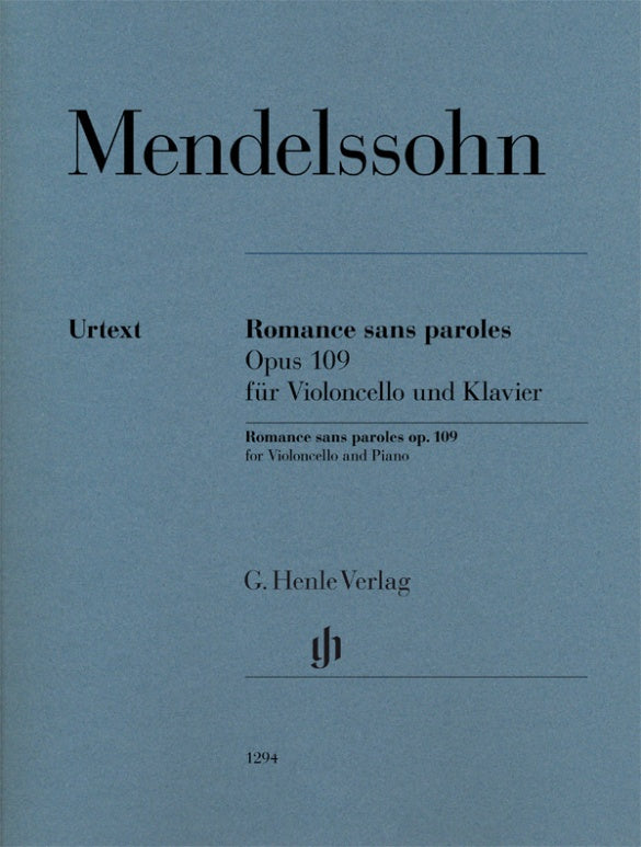 Song Without Words (Romance Sans Paroles) Op. 109 D Maj Cello+Pno - Mendelssohn