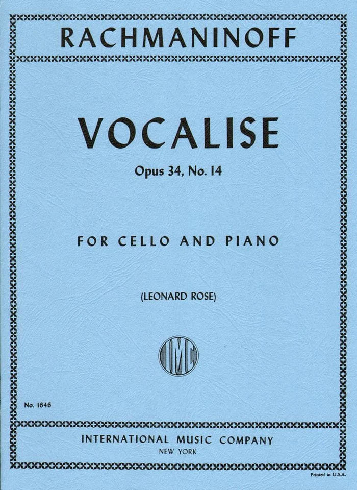Rachmaninoff: Vocalise Cello+Piano	(IMC)