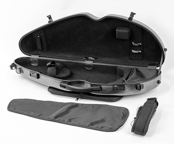 Violin Case: HQ Poly Carbonate Half-Moon: Brushed Black and Silver