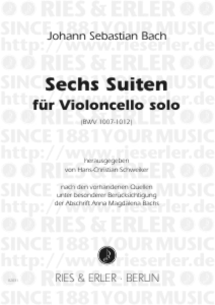 Bach: Cello Suites ed Schweiker (Ries + Erler)